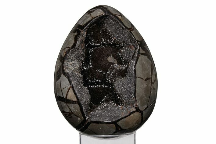Septarian Dragon Egg Geode - Black Crystals #219099